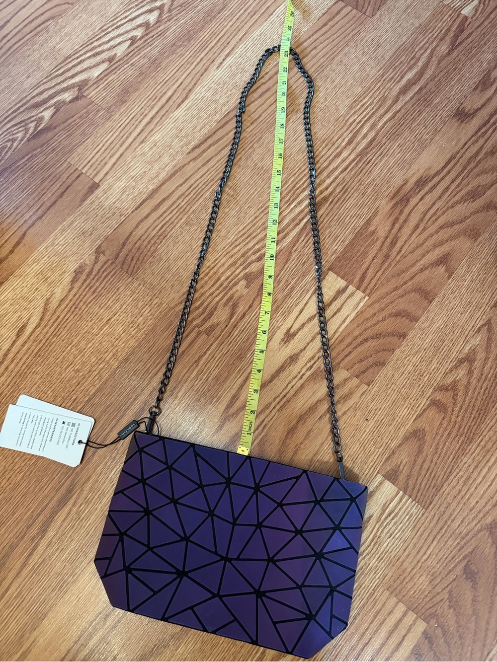 Purple Geometric Crossbody Bag with Chain Strap